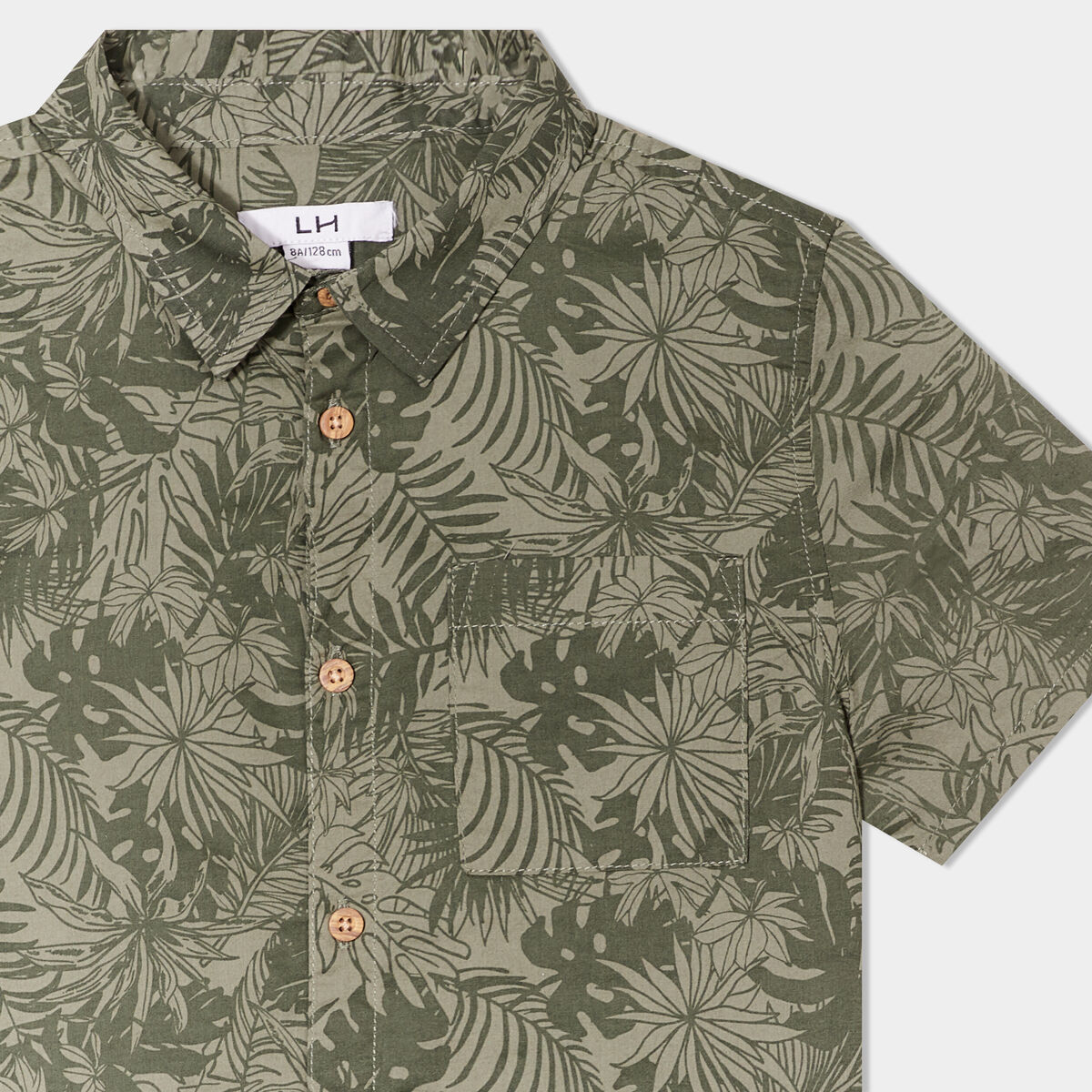 Chemise manches courtes vert kaki garçon