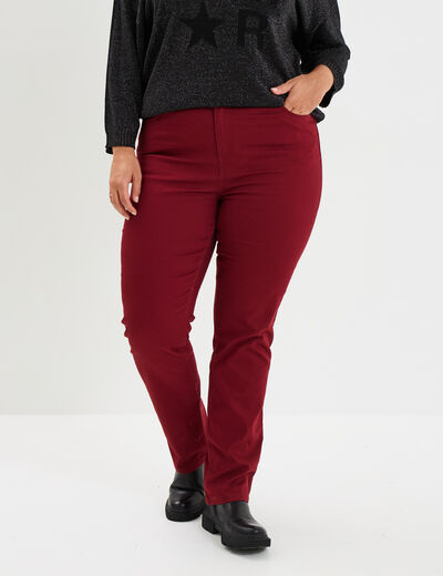 Pantalon straight taille haute Modavista bordeaux femme grande taille