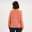 Pull col rond manches longues rose corail femme