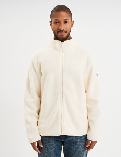 Veste sherpa col camionneur blanc homme