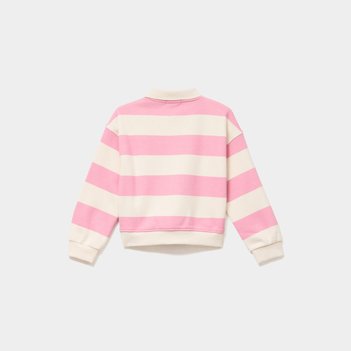 Sweat col chemise manches longues rose fille