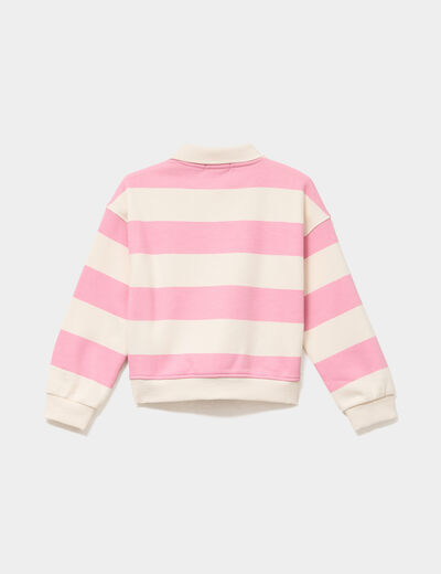 Sweat col chemise manches longues rose fille