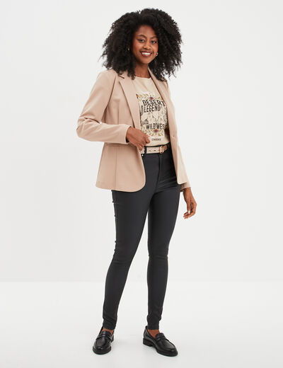 T-shirt manches courtes coton Creeks beige femme