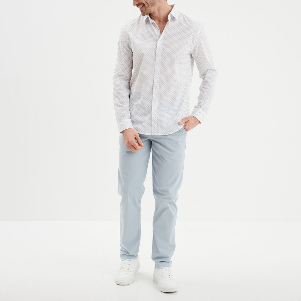 Chemise droite repassage facile blanc homme