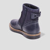 Bottines avec noeuds en cuir bleu fille