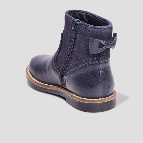 bottines avec noeuds en cuir bleu fille Bottines avec noeuds en cuir bleu fille