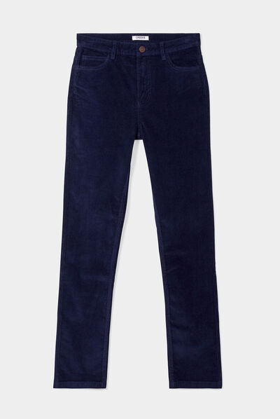 Pantalon slim velours coton Creeks bleu marine femme
