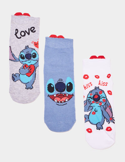 Lot 3 paires chaussettes Stitch gris femme