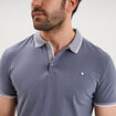 Polo slim manches courtes stretch bleu gris homme