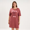 Chemise de nuit courte col rond coton rose framboise femme grande taille