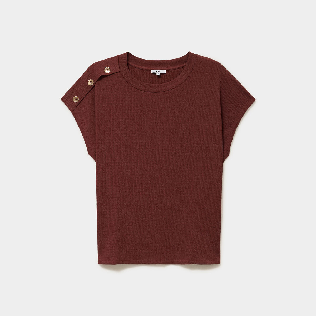 T-shirt manches courtes gaze de coton bordeaux femme grande taille