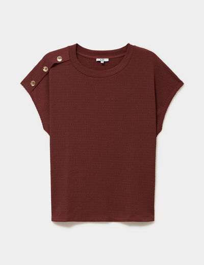 T-shirt manches courtes gaze de coton bordeaux femme grande taille