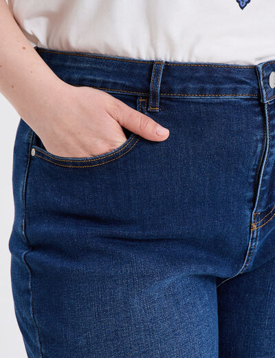 Short en jean droit 5 poches denim stone femme grande taille