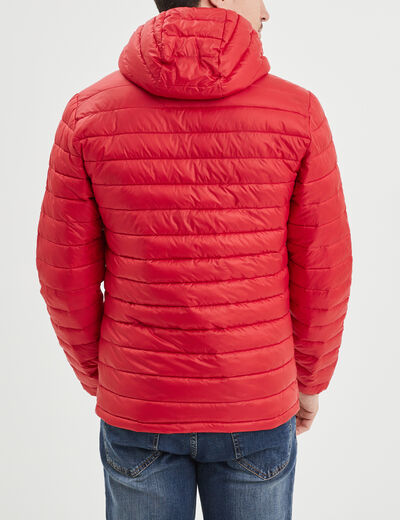 Doudoune légère déperlante à capuche rouge homme