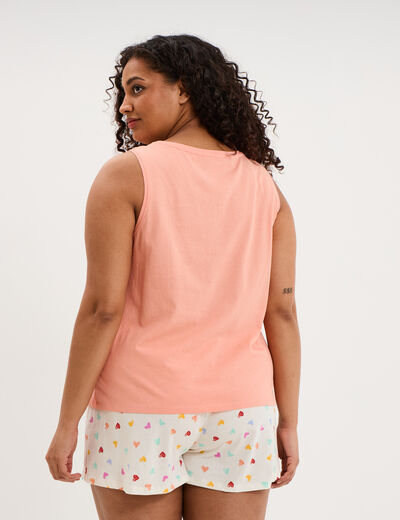 D&eacute;bardeur col rond coton rose corail femme grande taille