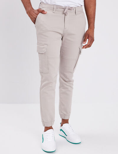 Pantalon cargo slim stretch sable homme