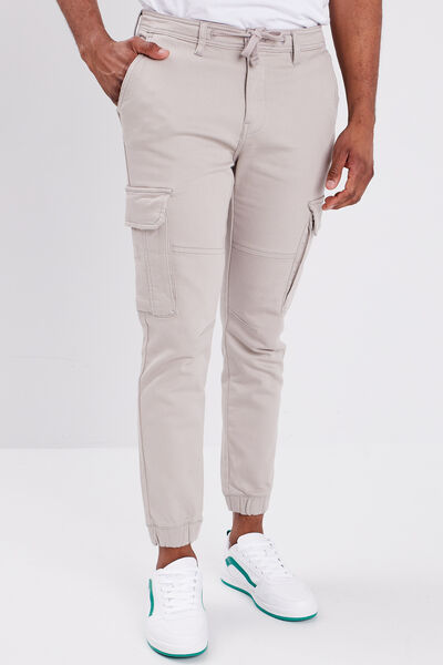 Pantalon cargo slim stretch sable homme