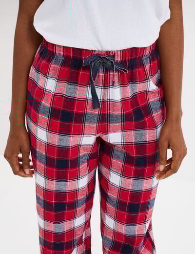 Pantalon de pyjama en coton ajusable rouge femme