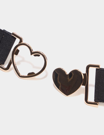 Ceinture &eacute;lastiqu&eacute;e boucle coeur noir fille
