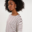 T-shirt marini&egrave;re col rond avec boutons ecru femme