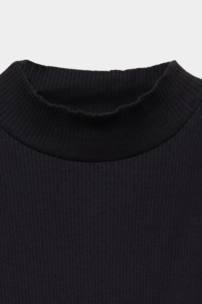 T-shirt c&ocirc;tel&eacute; ajust&eacute; col montant noir fille