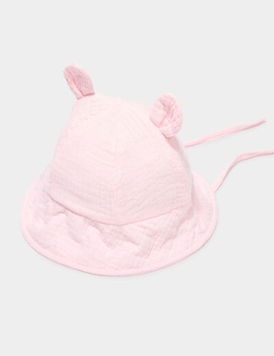 Bob en gaze de coton rose bébé fille