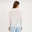 Blouse brod&eacute;e manches longues coton blanc femme