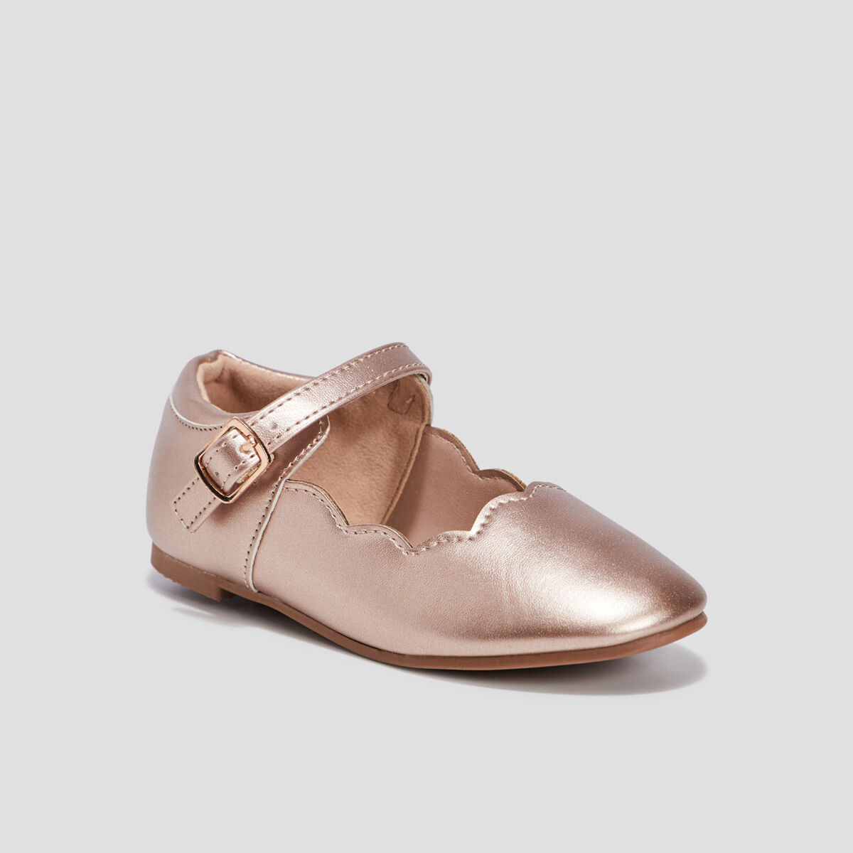 Babies métallisées rose champagne fille