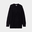 Gilet mi-long côtelé manches longues noir femme
