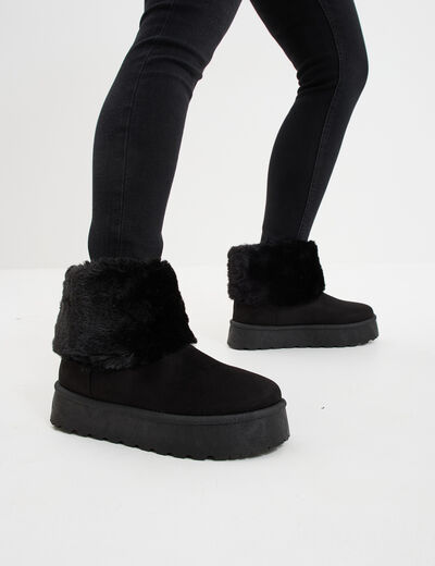Boots avec fausse fourrure noir femme