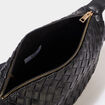 Sac banane effet tress&eacute; noir femme