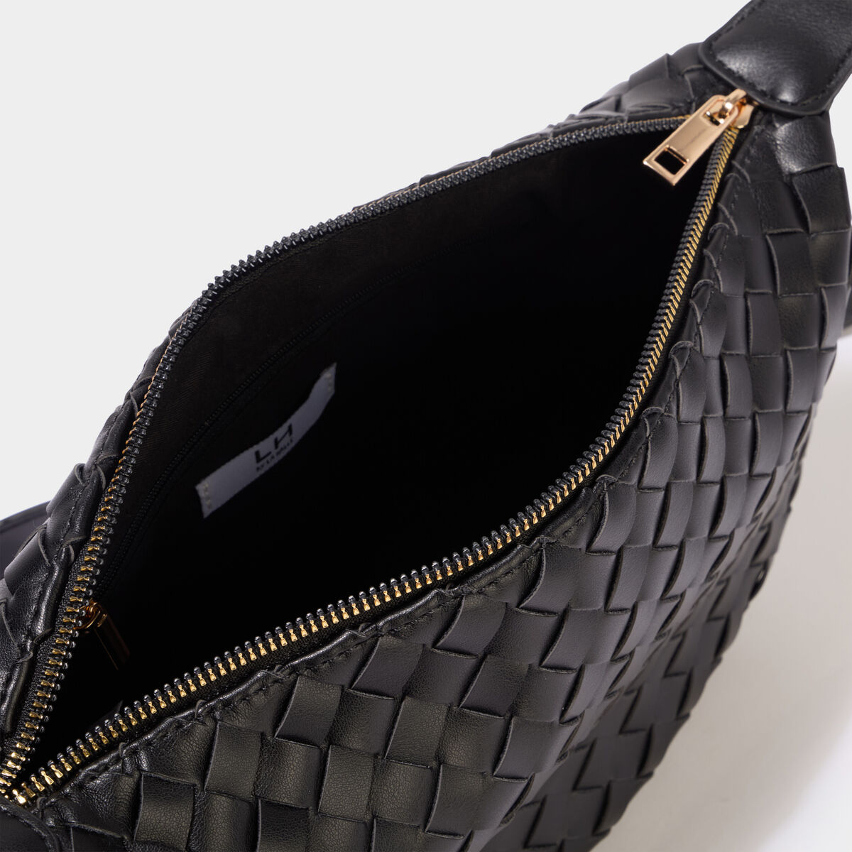 Sac banane effet tress&eacute; noir femme
