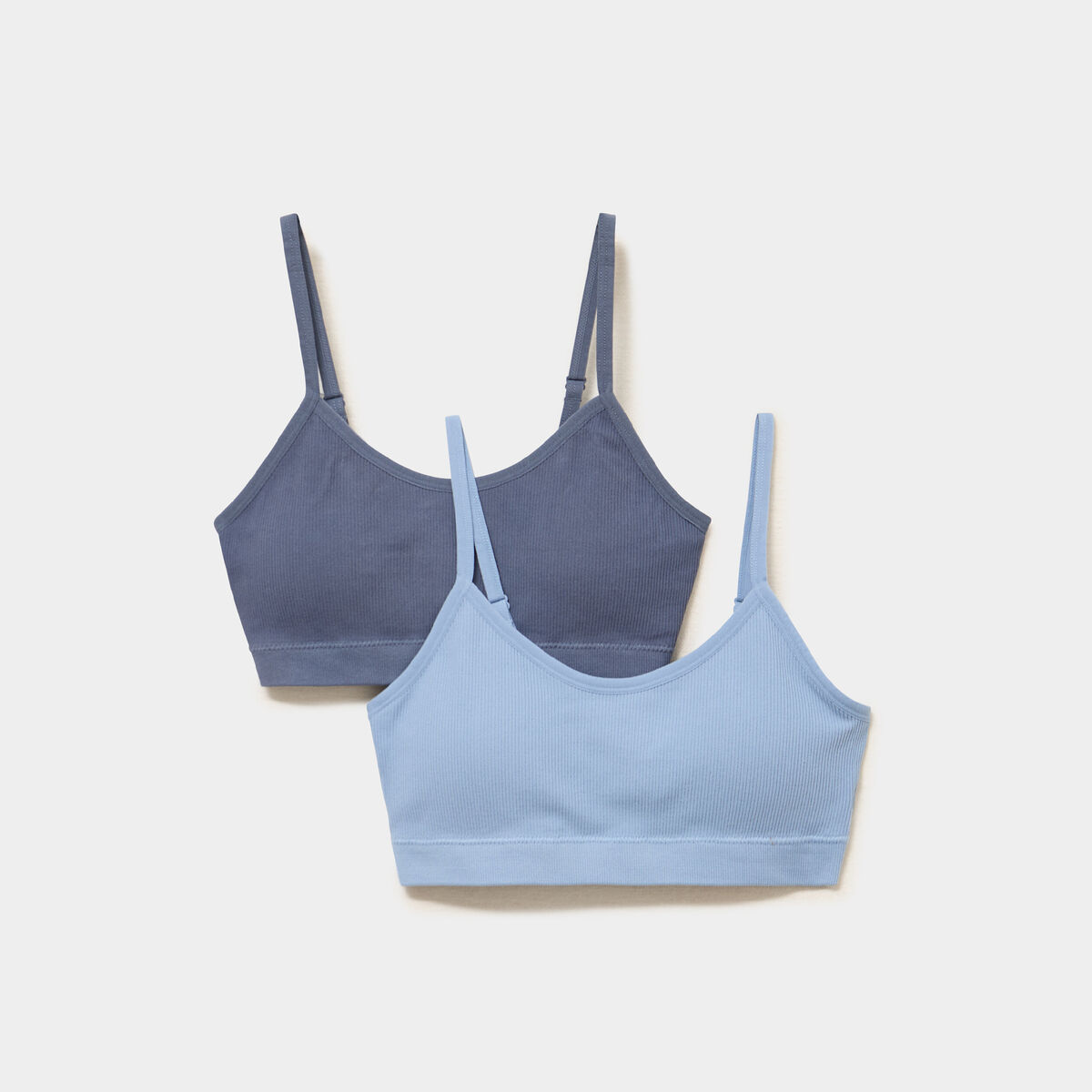 Lot 2 brassi&egrave;res padd&eacute;es sans couture bleu gris femme