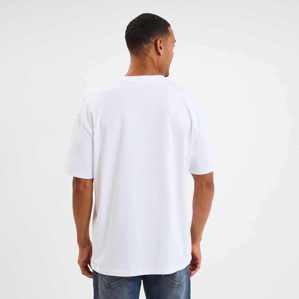 T-shirt col rond coupe relax coton &eacute;pais blanc homme