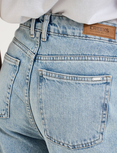 Jean large taille haute coton denim double stone femme