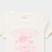 T-shirt col rond manches courtes coton ivoire fille