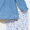 Ensemble coton 3 pi&egrave;ces blouse en jean ecru b&eacute;b&eacute; fille