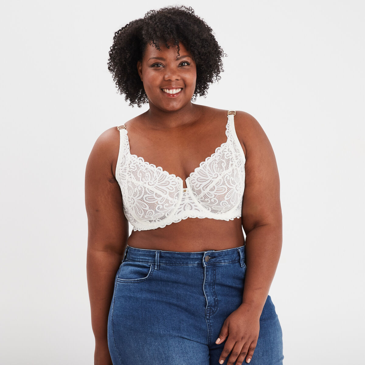 Soutien-gorge embo&icirc;tant dentelle blanc femme grande taille