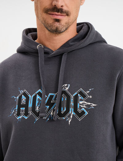 Sweat hoodie 1 poche AC/DC gris foncé homme