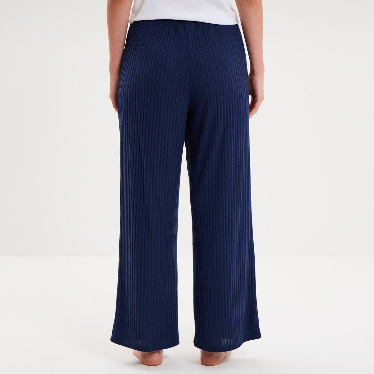 Bas de pyjama large c&ocirc;tel&eacute; long bleu marine femme