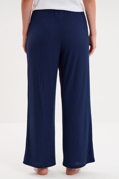 Bas de pyjama large c&ocirc;tel&eacute; long bleu marine femme