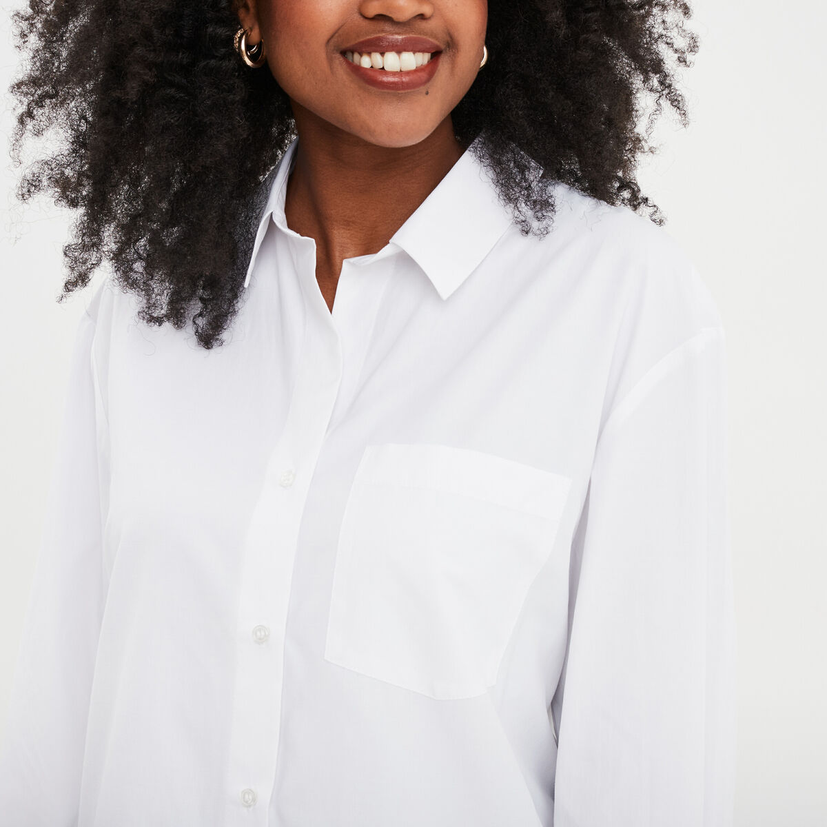 Chemise oversize popeline de coton blanc femme