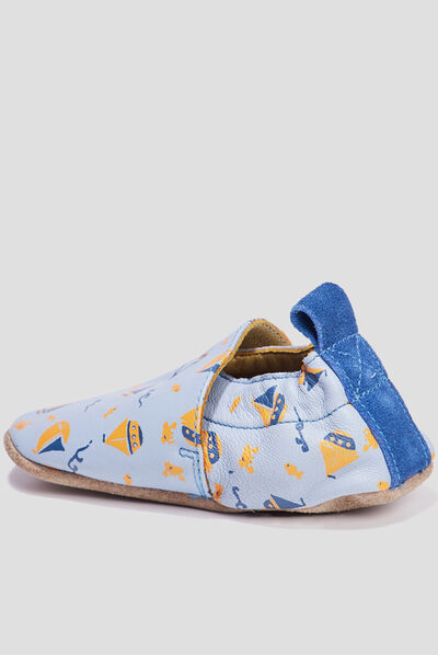 Bottons en cuir bleu ciel bébé garçon