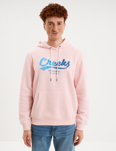Sweat hoodie 1 poche molleton rose pastel homme