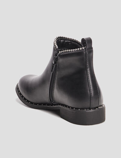 Bottines zippées plates à clous noir fille