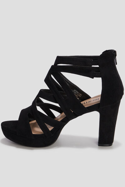 Sandales à talons avec brides noir femme