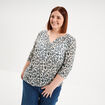 T-shirt col tunisien manches 3/4 ecru femme grande taille