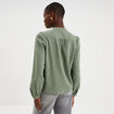 Blouse droite manches longues coton vert kaki femme