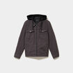 Veste doubl&eacute;e capuche amovible en coton gris fonc&eacute; homme
