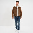 Pull col montant boutonn&eacute; et torsades ecru homme